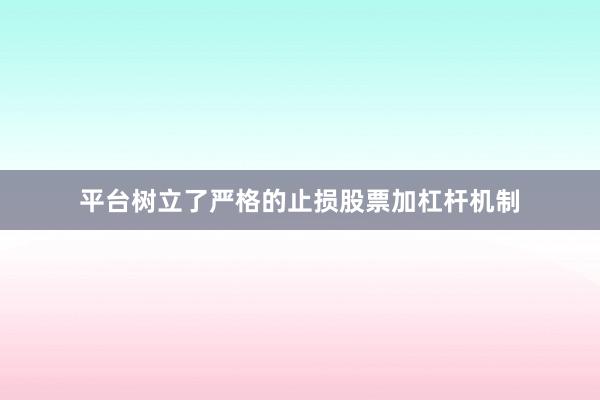 平台树立了严格的止损股票加杠杆机制