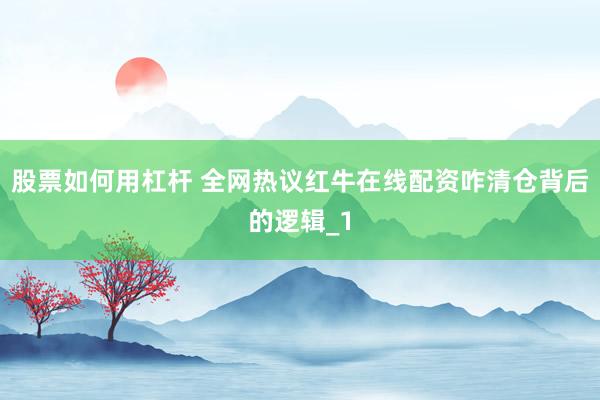 股票如何用杠杆 全网热议红牛在线配资咋清仓背后的逻辑_1