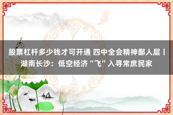 股票杠杆多少钱才可开通 四中全会精神鄙人层丨湖南长沙:低空经济“飞”入寻常庶民家