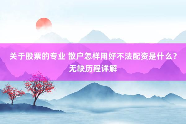 关于股票的专业 散户怎样用好不法配资是什么?无缺历程详解